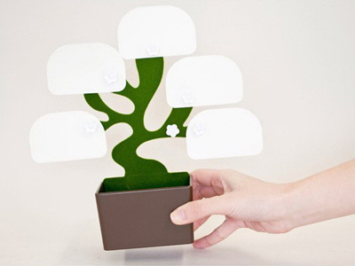 Desk Bonsai Storage Box & Note Plate Tree