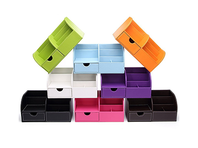 7 Storage Compartments Multifunctional PU Leather Office Desk Organizer
