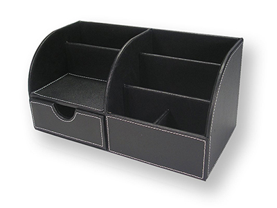 7 Storage Compartments Multifunctional PU Leather Office Desk Organizer
