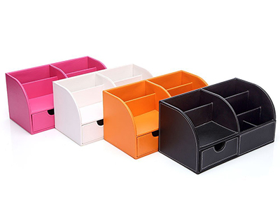 7 Storage Compartments Multifunctional PU Leather Office Desk Organizer