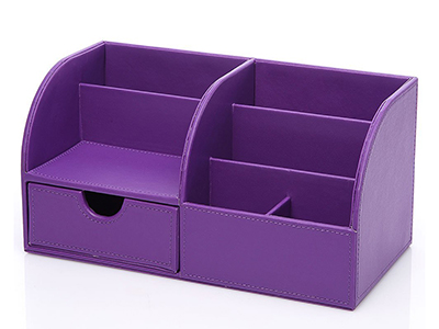 7 Storage Compartments Multifunctional PU Leather Office Desk Organizer