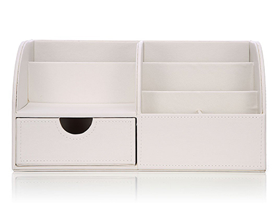 7 Storage Compartments Multifunctional PU Leather Office Desk Organizer