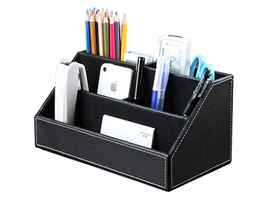 Leather Multi-function Desk Stationery Organizer 