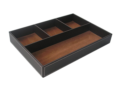 4-Slot Leather Drawer Tray Organizer