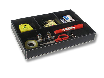 4-Slot Leather Drawer Tray Organizer