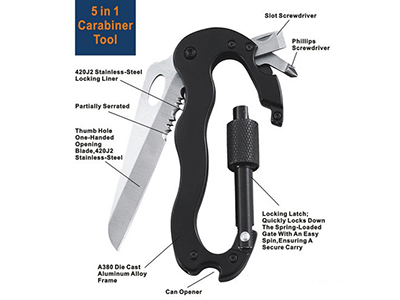 5 IN 1 ALUMINUM MULTIFUNCTIONAL CARABINEER
