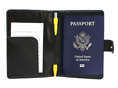 PASSPORT CASE WITH PEN HOLDER AND 2 MATCHING LUGGAGE TAGS