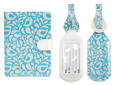 PASSPORT CASE WITH PEN HOLDER AND 2 MATCHING LUGGAGE TAGS