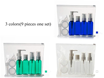 9 PIECES TRAVEL COSMETIC REFILLABLE BOTTLES SET