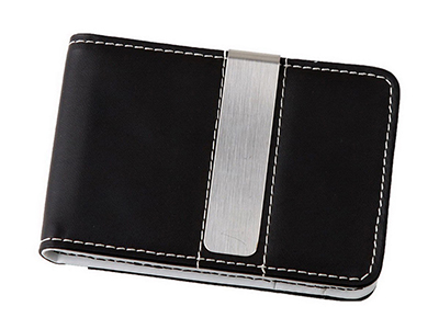 LEATHER CARD HOLDER WITH MONEY CLIP