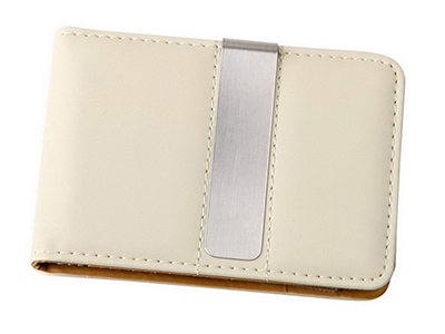 LEATHER CARD HOLDER WITH MONEY CLIP