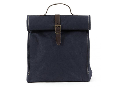 CANVAS LUNCH BAG WITH LEATHER TRIM 