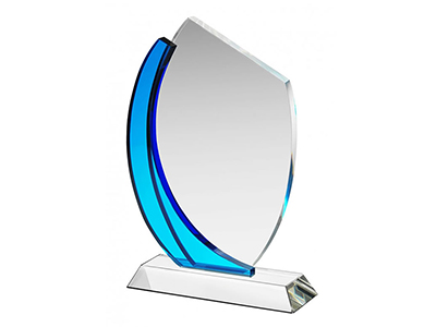 Clear & Blue Crystal Trophy