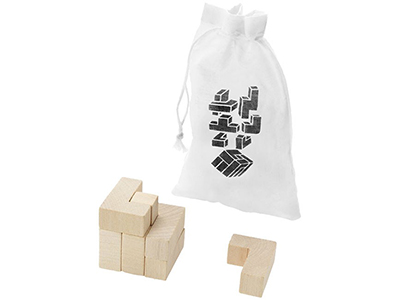 WOODEN PUZZLE IN COTTON POUCH