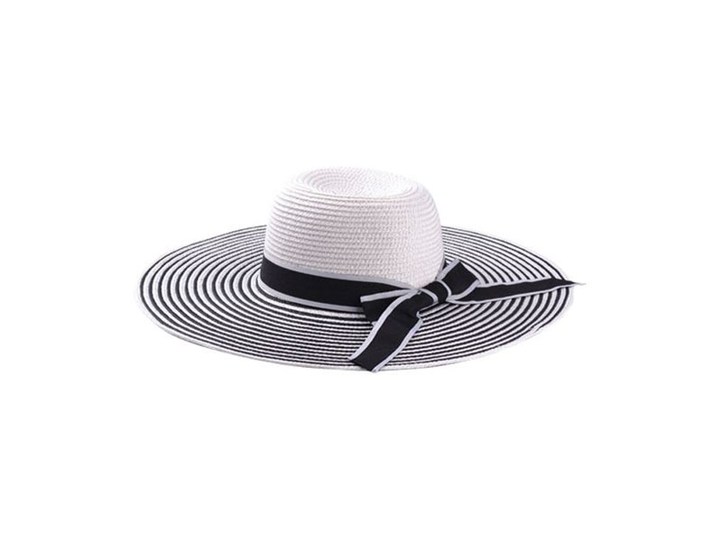 2-TONE STRAW HAT WITH RIBBON