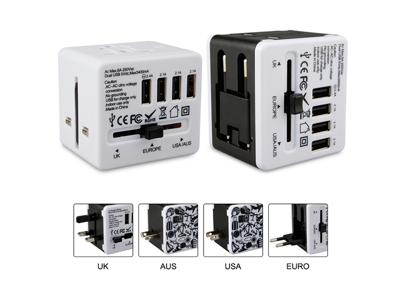 UNIVERSAL TRAVEL ADAPTER 4 USB