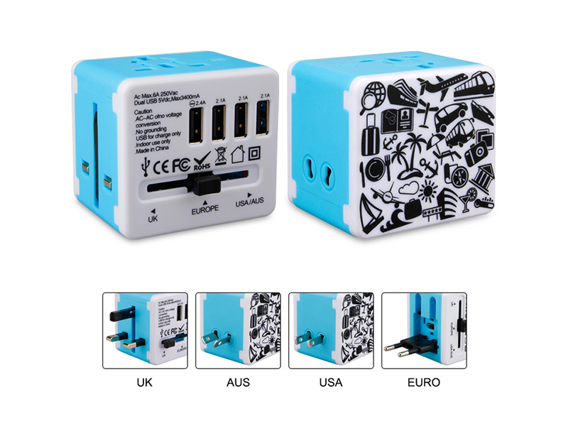 UNIVERSAL TRAVEL ADAPTER 4 USB