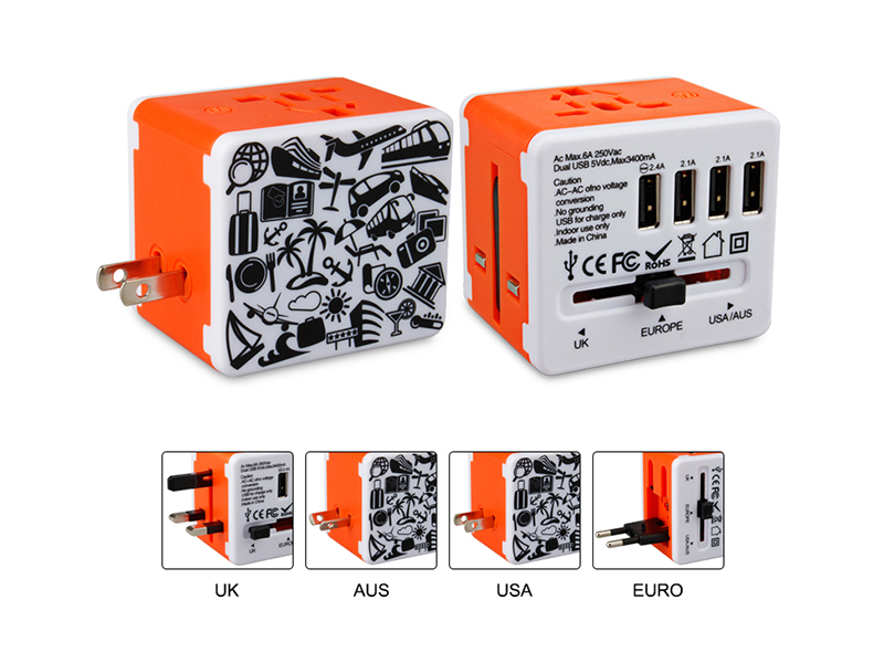UNIVERSAL TRAVEL ADAPTER 4 USB