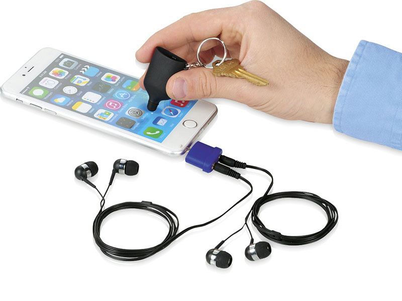 2-IN-1 MUSIC SPLITTER KEYCHAIN WITH STYLUS