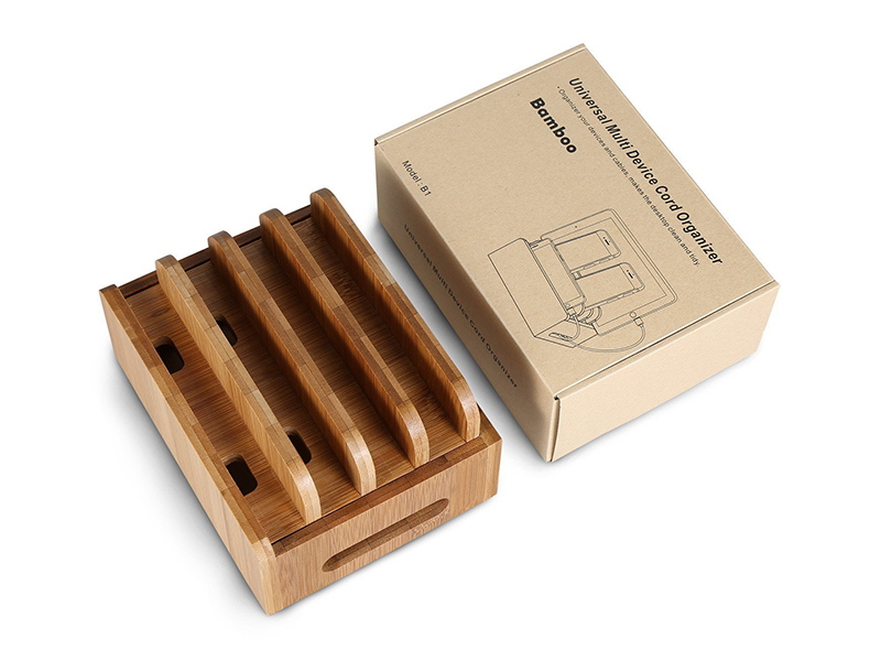 BAMBOO UNIVERSAL MULTI DEVICE CORD ORGANIZER STAND