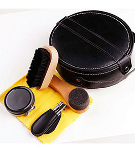 FIVE PIECES LEATHER SHOE POLISH SET