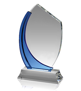Clear & Blue Crystal Trophy